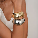 Niche Design Fashion Metal Geometric Oval Half-Moon Bracelet - Cold-Front Style Wristband for Women