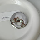 Niche Design Irregular Water Wave Hollow Round Brooch for Women - High-End Exquisite Suit Boutonniere Pin Accessory