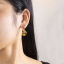 Stainless Steel Pendant Earrings - Light Luxury High-End Electroplated U-Shaped Design, Dopamine Vacation Titanium Steel Jewelry for Women