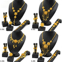 Gold-Plated Brass Jewelry Set for Dubai &amp; Middle East, Women's Flower Pendant Necklace Earrings Ring Bracelet, Sand Gold Wedding Supplies Wholesale