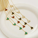 INS Vibe 18K Gold-Plated Titanium Steel Necklace - French Butterfly Pendant Mother-of-Pearl Collarbone & Sweater Chain