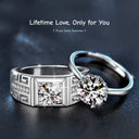 S925 Sterling Silver Fadeproof Couple Rings, High-Quality Moissanite Simulated Diamond Statement Jewelry