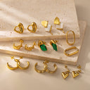 Luxury Korean-Style Earrings, Minimalist Gold Bean U-Shape Oval Hoops, Commute Ins Cool-Tone Ear Cuffs for Women