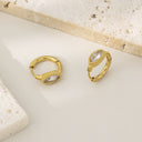 Luxury Geometric Earrings, 18K Gold Plated Diamond - Inlaid Ear Cuffs, High - End Stainless Steel Jewelry for Women