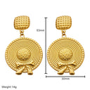 INS Style Stainless Steel Earrings - Geometric Texture Minimalist Studs & Gold Sunflower Titanium Steel Dangles for Women
