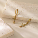 Wholesale Stainless Steel Jewelry Set - Exquisite Cross Design, Electroplated Craft, Light Luxury Versatile Bracelets & Earrings with Premium Feel