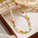 INS Vibe Xiaomi Bead Sweater Chain & Bohemian Collarbone Chain - Colored Pearl 串珠 Titanium Steel Necklace