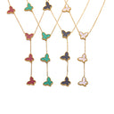INS Vibe 18K Gold-Plated Titanium Steel Necklace - French Butterfly Pendant Mother-of-Pearl Collarbone & Sweater Chain