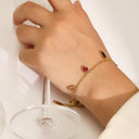 Stainless Steel Collarbone Chain & Bracelet - Titanium Steel Gold-Plated, Diamond-Embedded Colorful Zircon High-End Jewelry