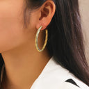 Cool-Tone Minimalist Versatile Mesh Circle Studs, Gold Stainless Steel & Titanium Steel Earrings for Women