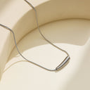 Stainless Steel Sweater Chain - Minimalist Geometric Bead Collarbone Chain, Irregular Eggplant & Smile Pendant Necklace for Wome