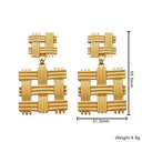 Irregular Titanium Steel Stud Earrings, Exaggerated and High - end Fashion Dangle Earrings, Golden Geometric Braided Titanium Steel Earrings for Women