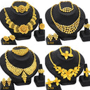 Dubai Women's Jewelry Set, Middle Eastern Bridal 4-Piece Wedding Necklace Earrings Ring Bracelet, Wholesale Price