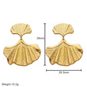 Stainless Steel Earrings - Gold Ginkgo Leaf Dangles, Minimalist Fashion Ear Jewelry for Women, Suitable for Autumn & Winter