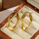 Stainless Steel Earrings, Hip Hop Irregular Gold Titanium Steel Hoop Earrings, Bold Statement Ear Cuffs for Women