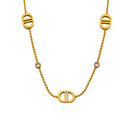 INS-Style Stainless Steel Collarbone Chain - Minimalist CD Letter Pendant & Retro Gold Pig Nose Titanium Steel Necklace