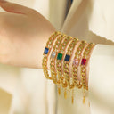 INS Retro Vibe Chunky Cuban Bracelet - Titanium Steel Square Cut Diamond & Colorful Zircon Elegant Jewelry