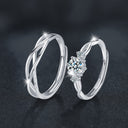 S925 Sterling Silver Love - Entangled Black Hair Couple Rings, Simple Korean - Style Open Moissanite Rings - Ideal Engagement & Wedding Gift