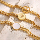 INS Vibe Gold Queen Bracelet - High-End Titanium Steel Bangle with White Mother-of-Pearl for Women