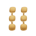 INS Style Stainless Steel Earrings - Golden Long - style Square - embossed Titanium Steel Dangles, High - end Fashion Stud Earrings for Women