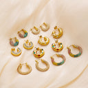 Cross-Border New Arrival Stainless Steel Earrings, 18K Gold Plated C-Shaped Hoops with Diamond/Pearl/Zircon Inlay, Niche High-End Irregular Jewelry