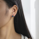 New Fashion Geometric Zircon - inlaid Earrings for Women - Stainless Steel 18K Hoop Earrings with Ear Clasps, Niche Design, High - end and Versatile