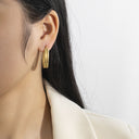 Ins Style Niche Earrings, Minimalist Crossover Stainless Steel Hoops, High-End Trendy Jewelry for Women