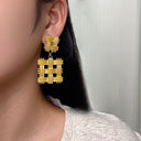 Irregular Titanium Steel Stud Earrings, Exaggerated and High - end Fashion Dangle Earrings, Golden Geometric Braided Titanium Steel Earrings for Women