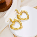 Trending! Versatile Stainless Steel Earrings for Women - Hammered - Pleated Heart Titanium Steel Dangles, 网红 - approved Chic Accessory