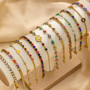 Bohemian INS Vibe Evil Eye Bracelet - Gold-Plated Titanium Steel Bangle with Dazzling Colorful Zircon