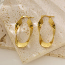 Stainless Steel Earrings, Hip Hop Irregular Gold Titanium Steel Hoop Earrings, Bold Statement Ear Cuffs for Women