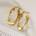 Stainless Steel Earrings, Hip Hop Irregular Gold Titanium Steel Hoop Earrings, Bold Statement Ear Cuffs for Women