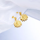 Stainless Steel Earrings - 18K Gold Plated Sunflower Design, Oversized Sunflower Titanium Steel Dangles for Women