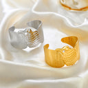 Wholesale New Arrival V-Shape & C-Shape Bangle - Oil-Pressed Open Niche Design for Women