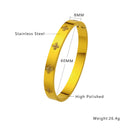 Lucky Four-Leaf Clover Shiny Zircon-Embedded Cross-Border Bracelet - Couples & Women's Light Luxury, Fade-Resistant, Fashion Versatile Titanium Steel Bangle