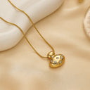INS Vibe High-End Stainless Steel Necklace - Irregular Collarbone Chain with Sparkling Heart Zircon Pendant
