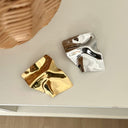 Fashionable New Style Simple Personalized Brooch - Pleated Polished Geometric Irregular Exaggerated Mirror-Surface Boutonniere