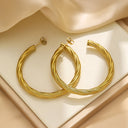 Cool-Tone Minimalist Versatile Mesh Circle Studs, Gold Stainless Steel & Titanium Steel Earrings for Women