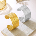 European & American Bold Leaf Texture Open Bracelets & Minimalist Fashion Cool-Tone Bangles - Niche Light Luxury Premium Jewelry
