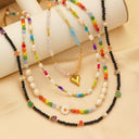 INS Vibe Xiaomi Bead Sweater Chain & Bohemian Collarbone Chain - Colored Pearl 串珠 Titanium Steel Necklace