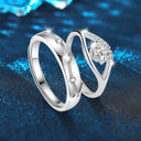 925 Sterling Silver Moissanite Fated Couple Rings, Simple Open Adjustable DIY Jewelry - Perfect for Lovers