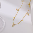 High-End European & American Collarbone Chain & Bracelet - Gold Titanium Steel Zircon-Studded Versatile Jewelry