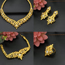 Best-Selling Dubai 24K Gold Diamond-Studded Bridal Jewelry 4-Piece Set,Necklace Earrings Bracelet Ring Wholesale for Middle East