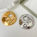 Hot-Selling Korean New Style Round Large Disc Pin - Gold & Silver Irregular Water Wave Brooch Series, Versatile Wholesale