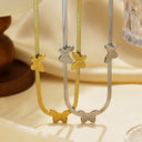 Stainless Steel Sweater Chain, 18K Gold-Plated Versatile Collarbone Chain, French-Style Golden Butterfly Titanium Steel Necklace