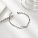 European & American Cross-Border Couple Bracelets - Minimalist Versatile Stackable Titanium Steel Chains with DIY Engravable Curved Plate