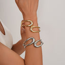 Niche Design Fashion Hollow Bracelet for Women - Asymmetrical Geometric Plain Ring Encircling Wristband