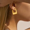 Women's Titanium Steel Earrings: Geometric Ellipse Rectangle Square, Gold - Plated, Versatile Design with High - End Sense, Cross - Border to Europe & America