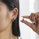 Luxury Geometric Earrings, 18K Gold Plated Diamond - Inlaid Ear Cuffs, High - End Stainless Steel Jewelry for Women