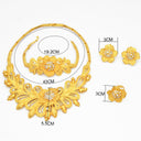 24K Gold Bridal 4-Piece Jewelry Set for Middle East &amp; Dubai, African Women's Wedding Necklace Earrings Ring Bracelet Wholesale